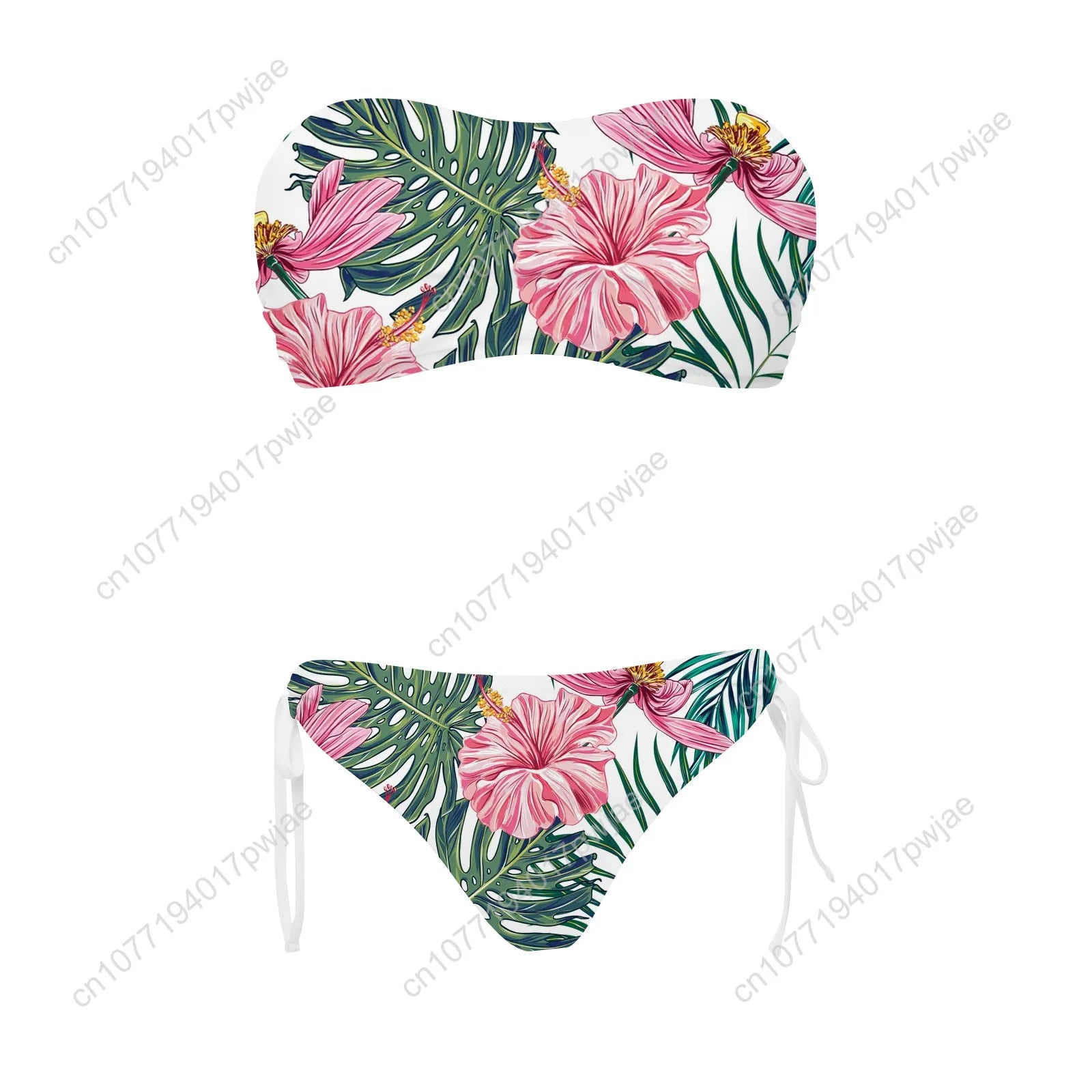 Tropical floral bikini set on a white background