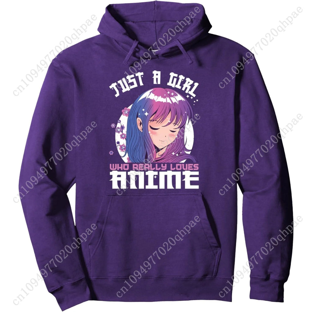 Anime Gifts for Teen Girls Just A Girl Who Loves Anime Pullover Hoodie