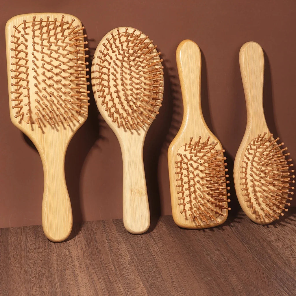 Natural bamboo paddle comb air cushion comb scalp massage anti-static tangle free comb,Special for real hair wigs