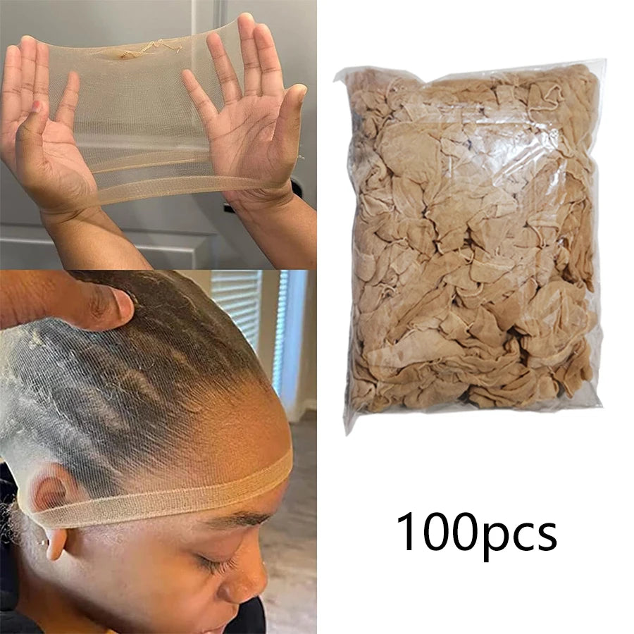 Wholesale HD Wig Caps High Quality Transparent HD Hair Nets Weave Nylon Stretchy Lace Front Wig Cap for Women Men Light Brown