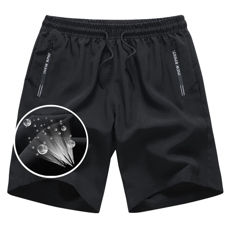 Newest Summer Shorts Men Gym Sport Running Fitness Workout Man Short Pants Breathable Quick-drying Drawstring Men's Shorts Black