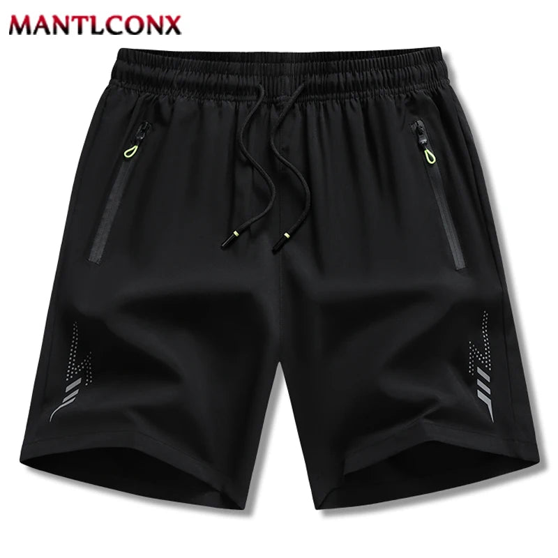 Newest Summer Shorts Men Gym Sport Running Fitness Workout Man Short Pants Breathable Quick-drying Drawstring Men's Shorts Black
