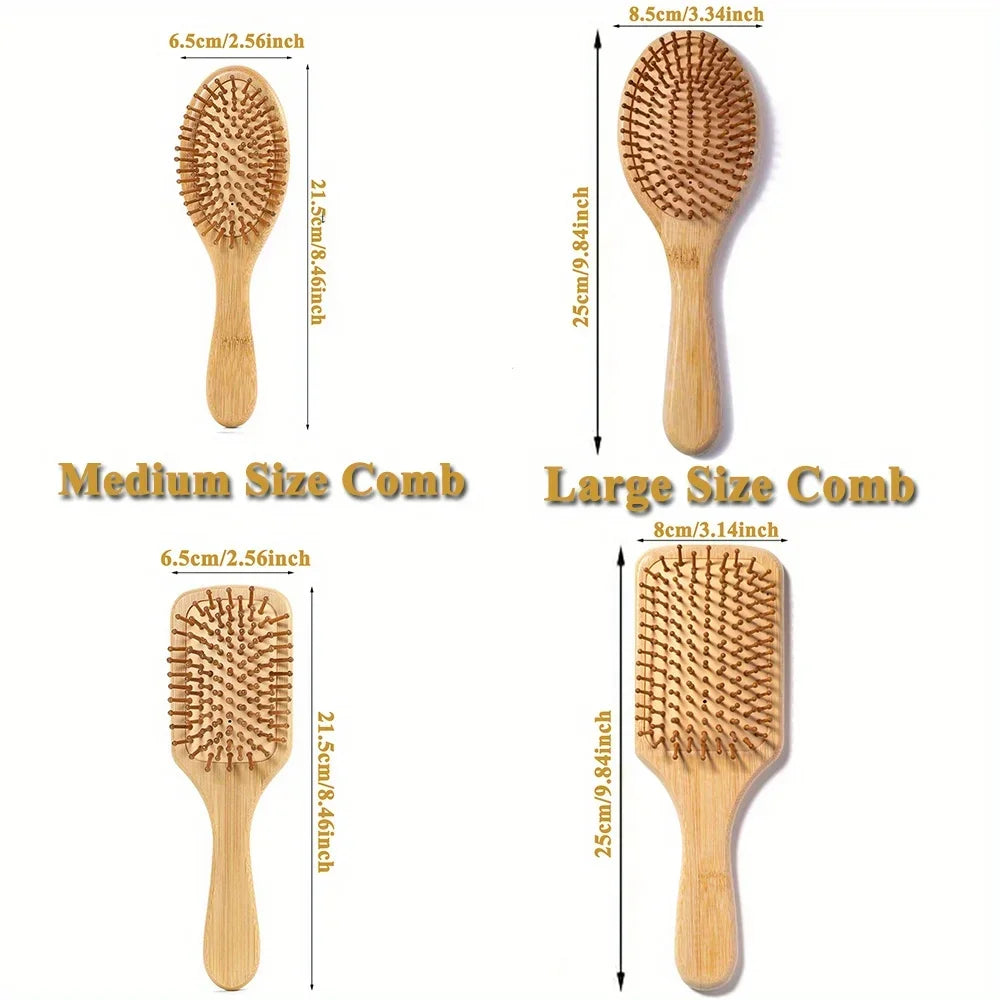 Natural bamboo paddle comb air cushion comb scalp massage anti-static tangle free comb,Special for real hair wigs